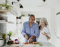 couple cooking in their kitchen 